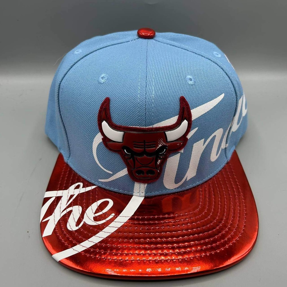 Chicago Bulls NBA Hat Men Blue Red The Finals Mitchell & Ness Snap Back Cap